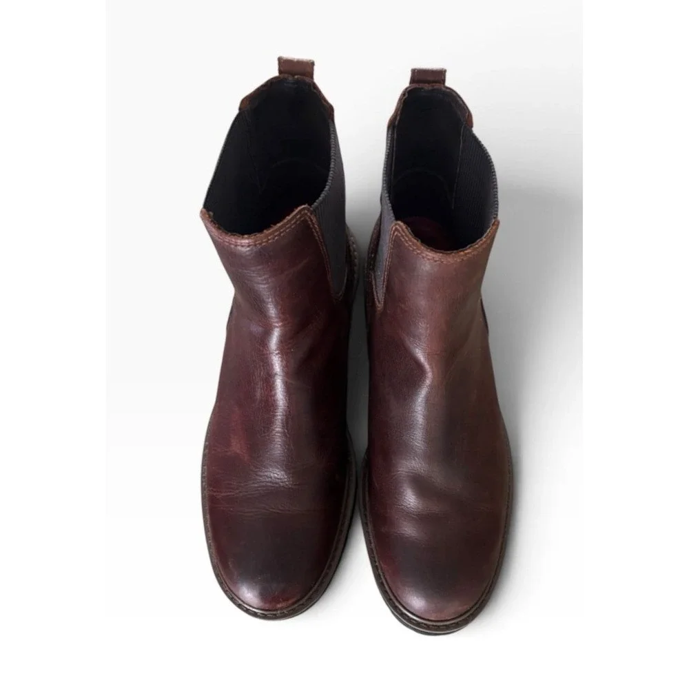 LL Bean Portland Chelsea Boots Mens 10.5 Dark Brown Leather Vibram Sole 523014